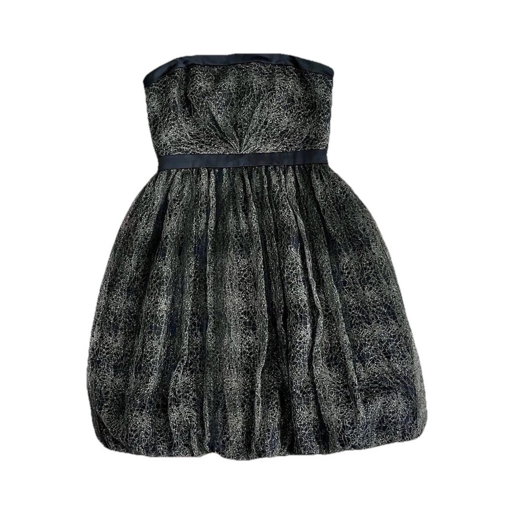 Nine West Dress Size 6 Strapless Black Metallic WhimsiGoth‎